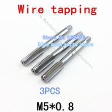 Top venta directa de moda herramienta de roscado métricas machos 3 unids escuchas telefónicas todo el proceso establecer autocalentamiento cabeza del tornillo Taps M5 * 0.8