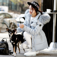 Women s Winter Blue Coats With Real Fur Hood Long Female Winter Jacket Women Duck Down