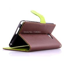 Flip Wallet Book Style PU Leather Case Cover for Sony Xperia M2 dual D2302 D2303 S50h