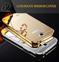 For Samsung Note 2 Case Luxury Aluminum Frame Mirror Acrylic Back Cover Mirror Bumper for Samsung