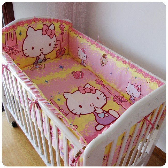 Promotion! 6PCS Hello Kitty crib baby bedding Sets 100% ...