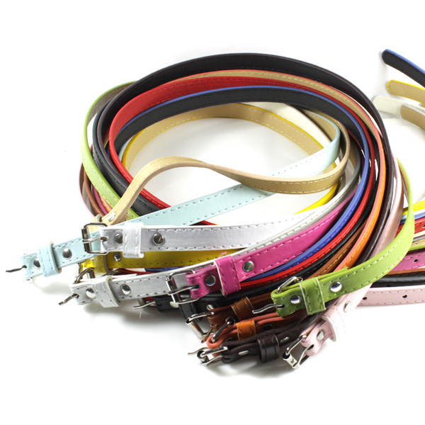 Factory Price Sweetness Womens Faux Leather Belts Candy Color Thin Skinny Waistband Adjustable Belt