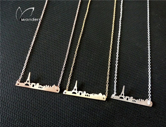 Detailed Skyscraper Paris City Chain Necklace