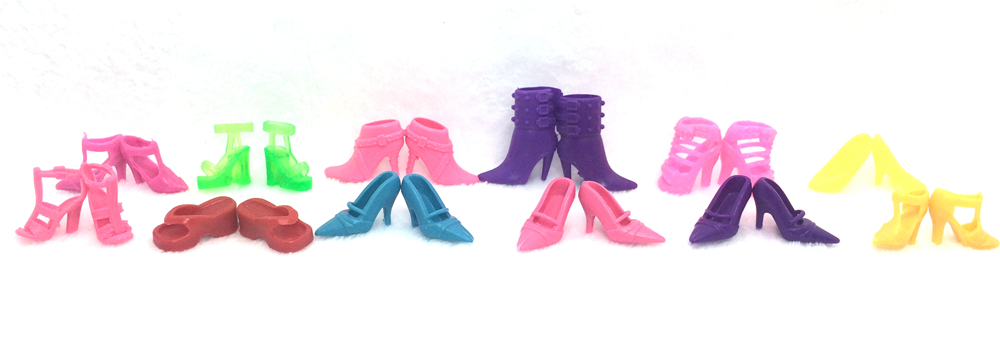 NK One Set=12 pairs Doll Shoes Fashion Cute Colorful Assorted shoes for Barbie Doll with Different styles High Quality Baby Toy