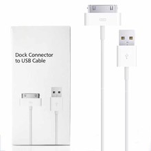 Free shipping Genuine Original 30 Pin/Dock to USB Charging Sync Data Cable for Apple iPhone 4 s 3G iPad 2 3 iPod with retail box