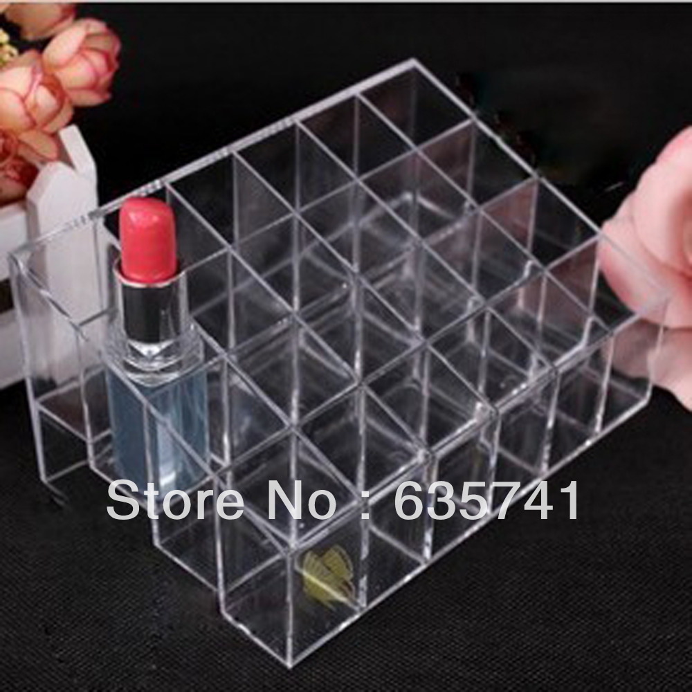 24 grids Clear Makeup Cosmetic Organizer Lipstick Frame Holder Display Case Rack Free Shipping