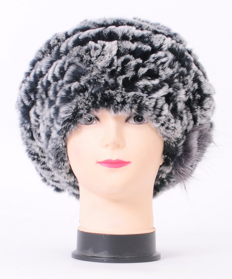 2015 Top quality real rex mink rabbit fur hat Women's winter cap high quality winter women beret hat with small flower