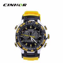 Shhors mujeres colorida del silicio de la correa Digital del deporte del cuarzo reloj de pulsera informal Multi-fuction impermeable de Color amarillo