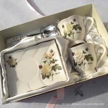Supply Jingdezhen Ceramic Coffee Set 6 sets of bone china coffee cup and saucer spoon square