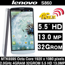 Original Lenovo S860t Mobile Phone 5 5 1920 1080 IPS Android 4 4 MTK6595 Octa Core