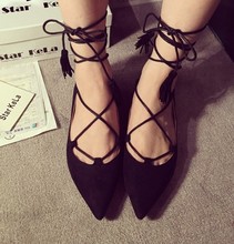 new spring and summer 2015 point female sandals shallow mouth flat ankle strap belt for women