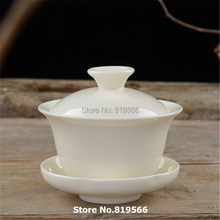 Pure White Ceramic Gaiwan Cup (CUP+COVER+SAUCER) Porcelain Kung Fu Tea Set Service 2pcs/lot