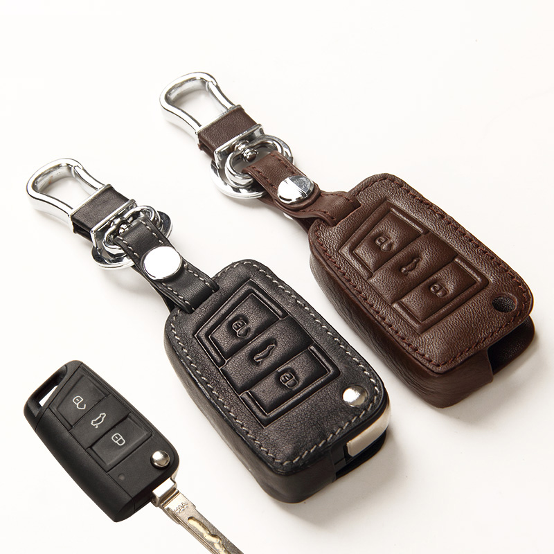 High Quality skoda octavia 2015 volkswagen golf 7 car key cover case Leather VW MK7 Lamando skoda octavia A7 car key bag holder