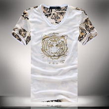 SMALL SIZE Tiger Print Mens Tshirt Mesh Tee Shirt Fashion Men 2014 Soft Tees 2 Colors Black White