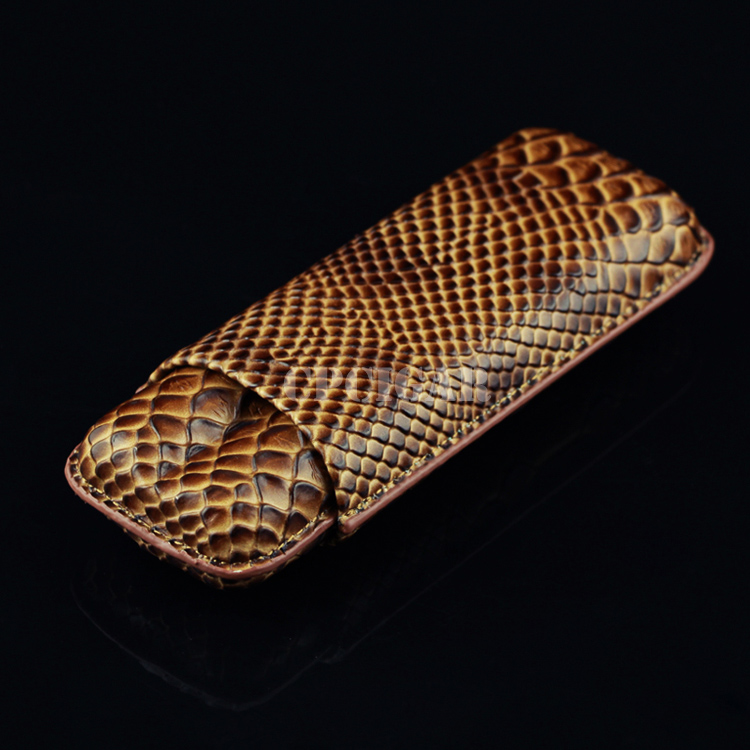 FREE SHIPPING COHIBA SLizard Snake Pattern Embossed Leather Cigar Case for 2 cigars humidor