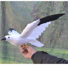 new simulation flying Seagull toy plastic&fur black wings bird gift about 60x32cm