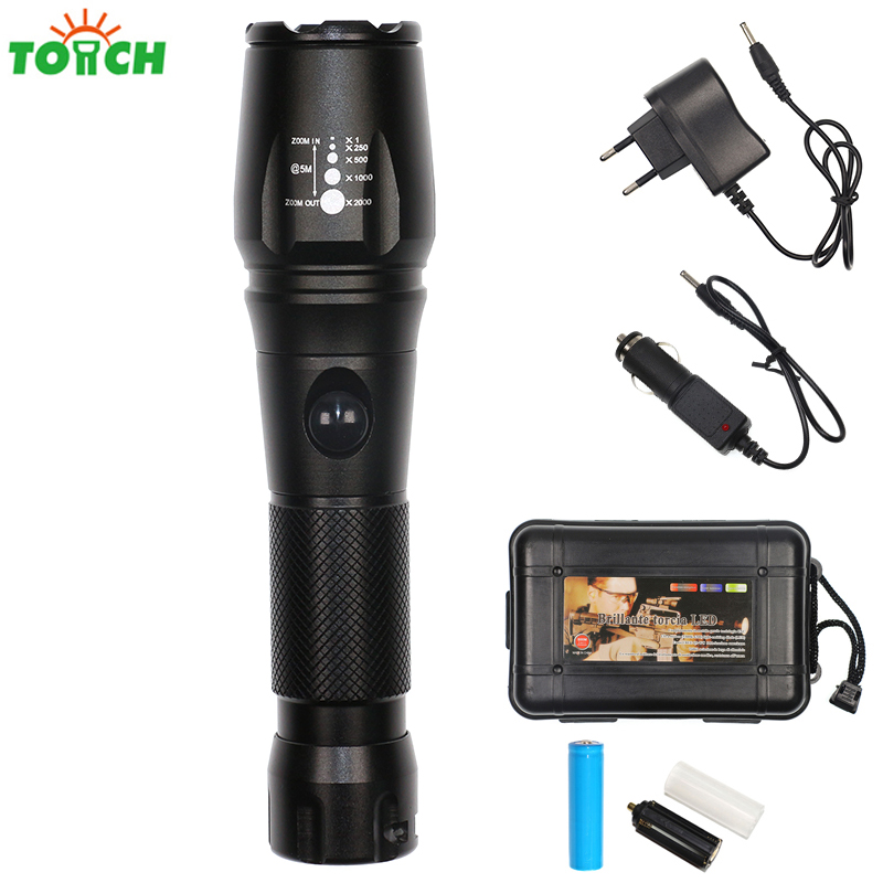 X800 LED flashlights waterproof zoomable tactical flashlight linternas by 1*18650 rechargeable battery /3*AAA torch lamp