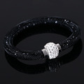 Fashion stardust magnetic bangles crystal love cuff bracelets for women diy vintage silver plated jewelry pulseras