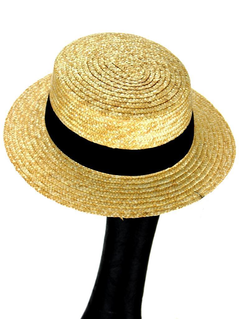 3pcs/lot men Straw Boater Hat sailor skimmer black band Hawkins Summer