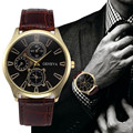 Men s Watch Retro Design Leather Band Analog Alloy Quartz Wrist Watch Business Style Man Male
