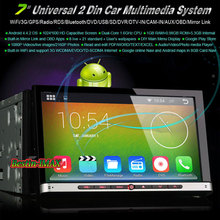 Hot Selling 1024*600 Car DVD Player 2 Din Universal Android 4.4 7inch Capacitive Touchscreen GPS Radio Stereo WIFI Map USB Ipod