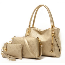 Brand Women PU Leather Handbags Fashion Women Messenger Bags ladies Casual Tote Solid Bags bolsa feminina 2016 new 3 set