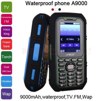 Мобильный телефон, 9000 мАч длинная режим ожидания зарядное устройство факел телевизор FM голос king вибрации двойной SIM whatsapp сотовый водонепроницаемый A9000 P481