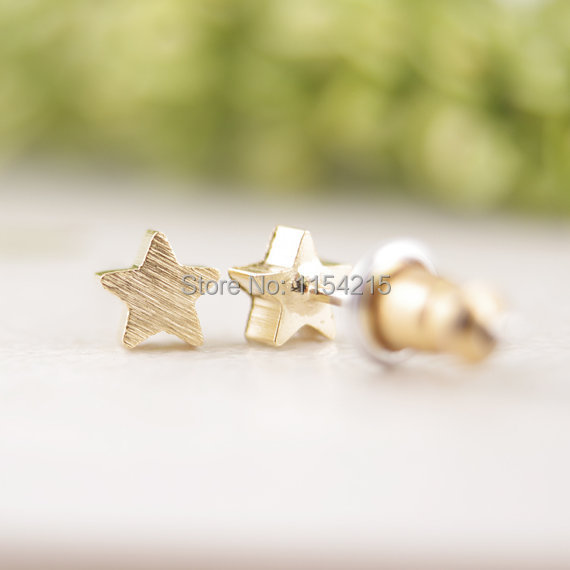 Min 1pair-Gold silver and rose gold Little Star stud Earrings, Star shaped stud earrings c ute studs for girl EY-E025