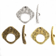 10 Sets Tibetan Antique Silver Square Shape Toggle Clasps Jewelry Findings For DIY