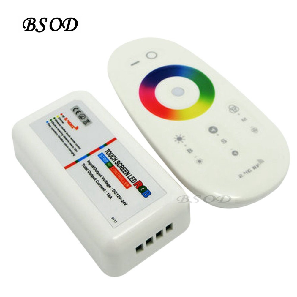 Popular wall mounted LED controller Touch pannel RGB controller 12V /24V18A Wireless 2.4G Remote 216Watts for LED RGB Strip