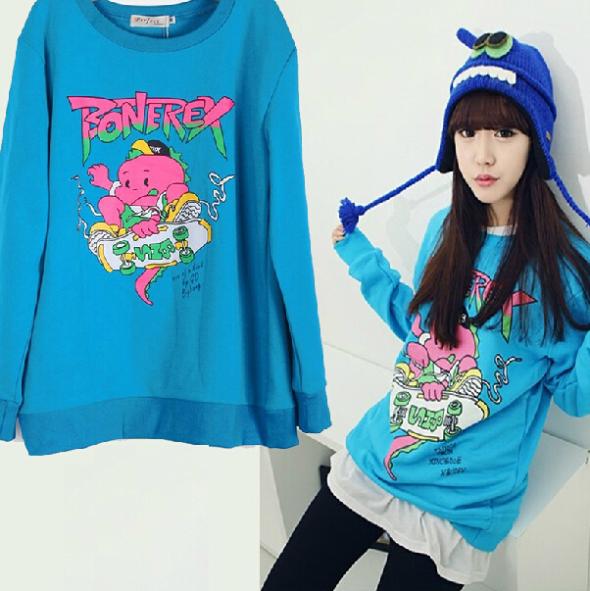 kpop bigbang GD blue thickened Sweatshirts long s...