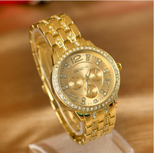 New Arrival Luxury Geneva Brand Crystal Ladies Rose Gold Rhinestone Quartz Watch Women Crystals Montres Femme Relogio watches