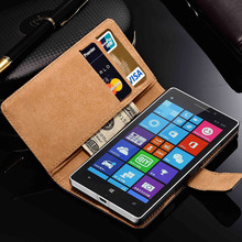 Stand Design Real Leather case for Nokia Lumia 930 Flip Book Style Leather Cover with Card Slot and Bill Site