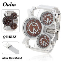 2015 hot venta OULM 1167 hombre genuino de la correa de acero inoxidable deportes zona horaria múltiple cuarzo reloj de buceo
