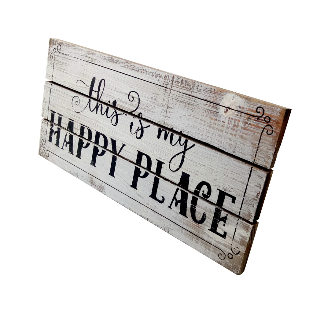 Shabby Chic Style Gift Sign This Is Our Happy Place Plaque For Bedroom Snug