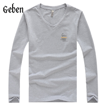 2015 Hot sale Men Slim Fit Cotton Lycra V Neck Long Sleeve Casual T Shir Tops