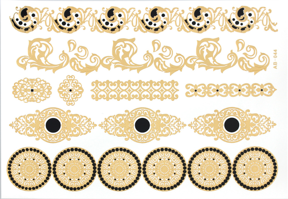 AB44 circle jewelry sticker tattoo metallic golden flash tattoos tattoo large temporary tattoo prices sticker