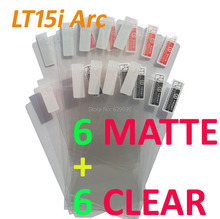 12PCS Total 6PCS Ultra CLEAR + 6PCS Matte Screen protection film Anti-Glare Screen Protector For SONY LT15i Xperia Arc