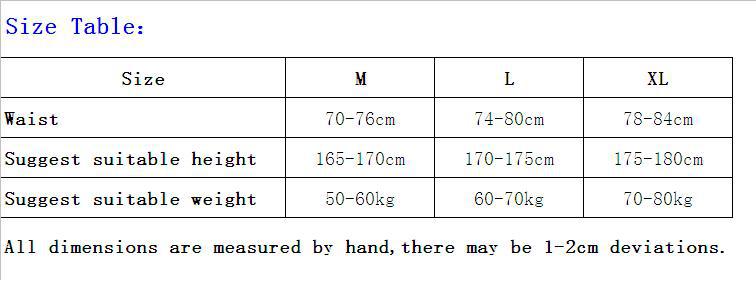 Size table(three sizes)