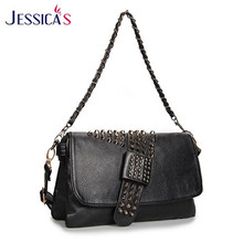 Designer Famous Brand Small Shoulder Bags for Women Handbags Rock Black Leather Rivets Motorcycle Crossbody Bags Sac Femme
