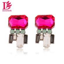 Fashion Imitation Crystal Piercing Earrings Gold Plated Trendy Women Earrings 2016 New Party Girls Jewelry Accessory 4 Colors