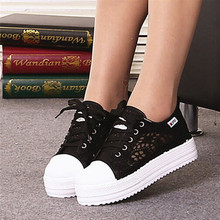 2016 cutouts lace canvas shoes hollow floral print breathable platform women casual shoes woman