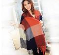 2016 New Fashion Women Winter Scarf Wool Blend Tassels Plaid Checks Lattices Shawl Wrap Foulard Hijab