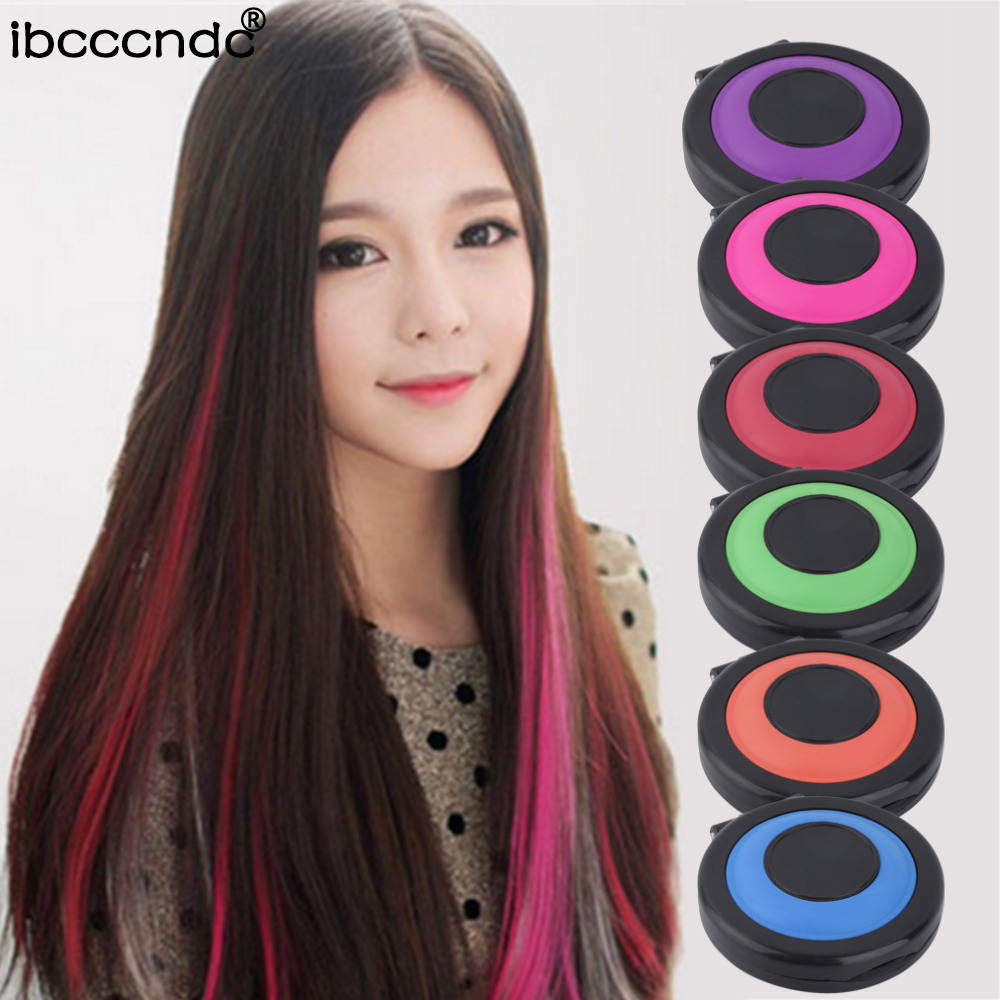 New 6 Colors Temporary Hair Dye Powder Cake Styling Hair Chalk Set