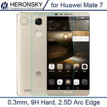 0.3mm Tempered Glass for Huawei Mate 7 2.5D Arc Edge High Transparent Screen Protector Film with Clean Tools