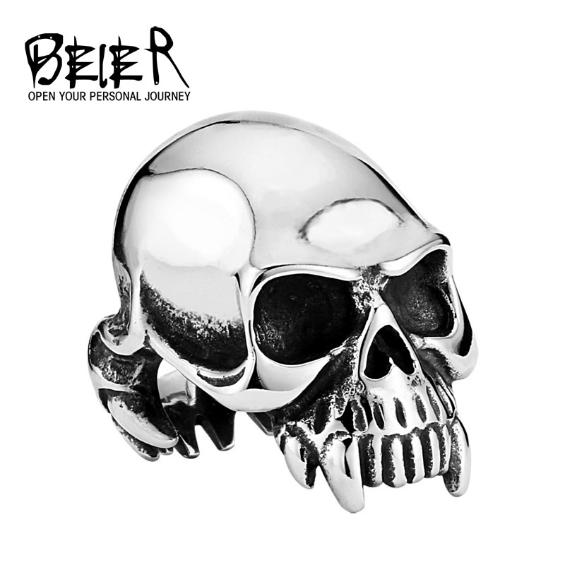 2015 new arrival!alchemy gothic new designed man's vampire skull ring super quality br8-149 us size