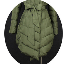 Winter Jacket Women Thick Long Sleeve Long Style Parkas For Women Fashion Belt Irregular Winter Coat