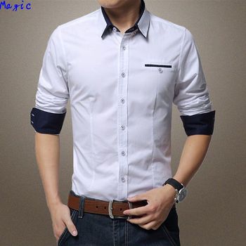 [ Magic ] горячие с длинным рукавом для мужчин рубашка отказобезопасные карман кнопку-тонкий накосные тонкий хлопок 6 цвет м-5xl 1306