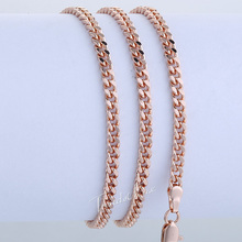 CUSTOMIZED 3MM Womens Girls Chain Flat Cut Round Curb Cuban Necklace 18K Rose Gold Filled Necklace