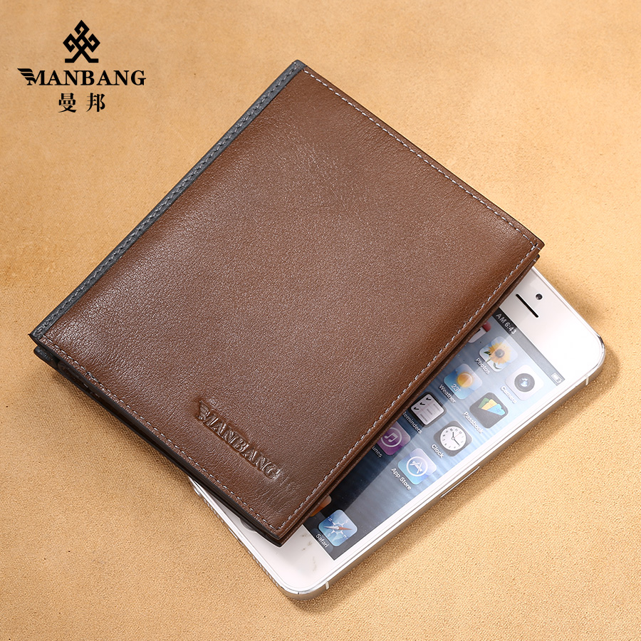 Young mambang genuine leather head layer cowhide WALLET business purse leisure card wrapping clip color collocation